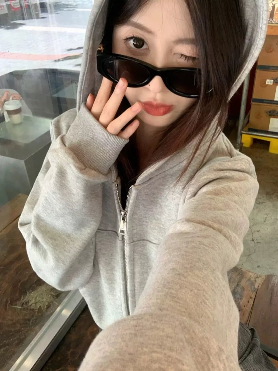Zip-Up Hoodie with Front Pockets
