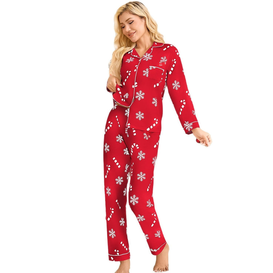Julpyjamas med långa ärmar och långa byxor