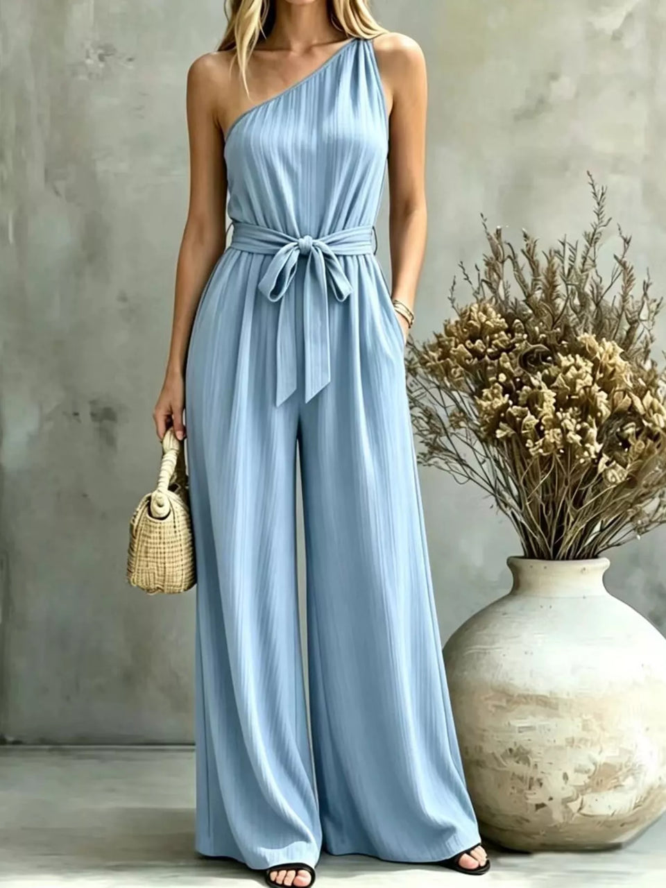 One-Shoulder Wide-Leg Jumpsuit
