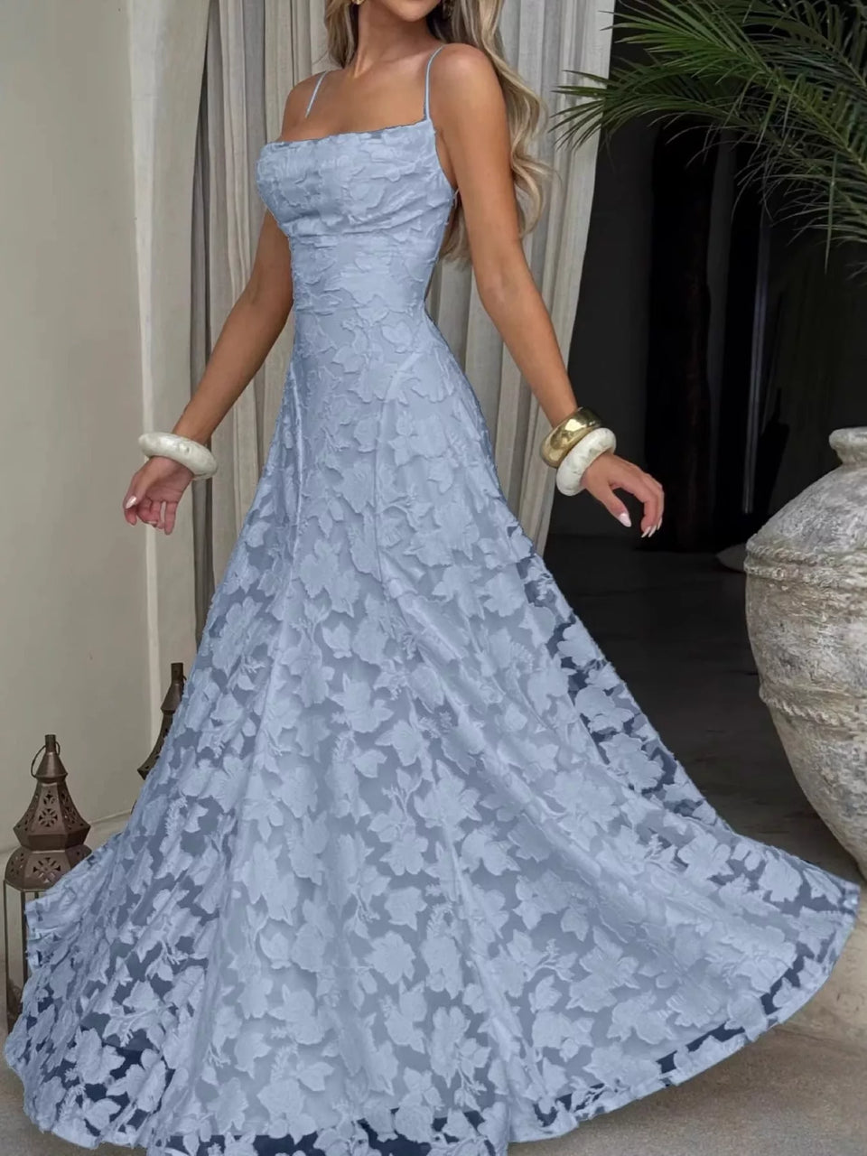 Backless Lace Maxi Dress