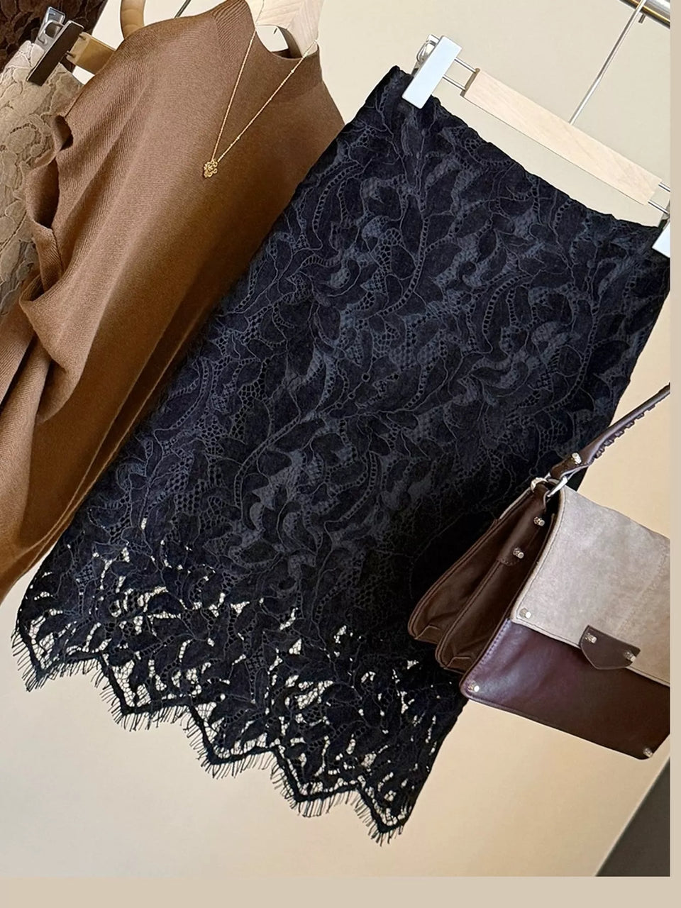High-Waisted Lace Skirt