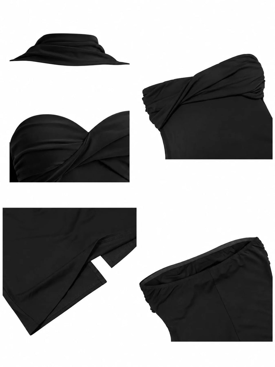 Strapless Ruched Bodycon Maxi Dress with Scarf