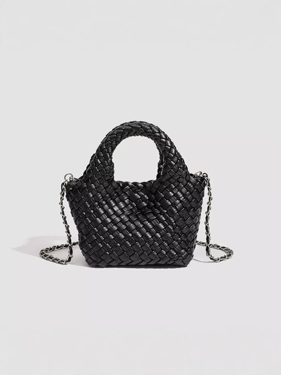 Woven Texture Mini Crossbody Bag with Chain Strap