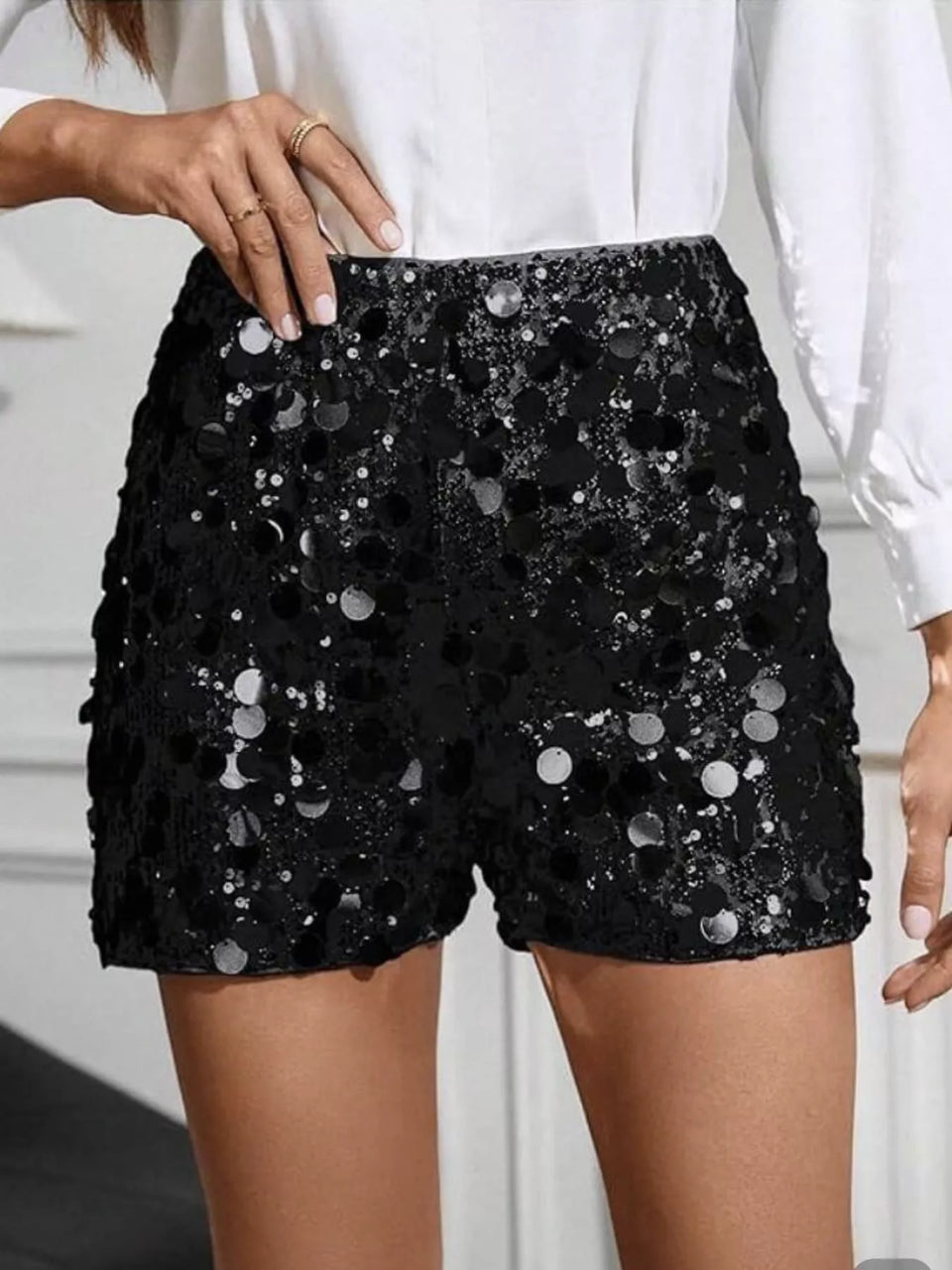 High-Waisted Sequin Shorts