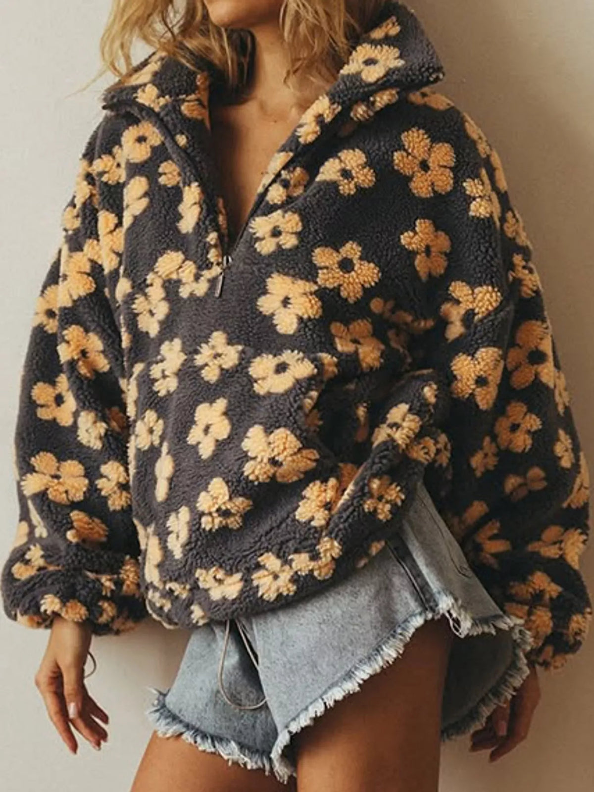 Quarter-Zip Sherpa Sweatshirt