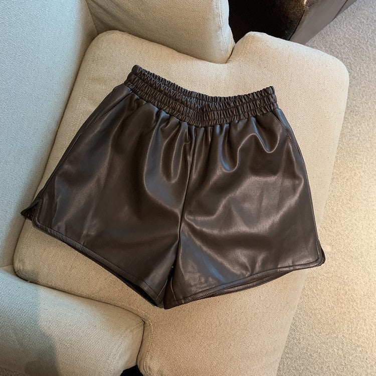 Vida shorts i skinnimitation med hög midja