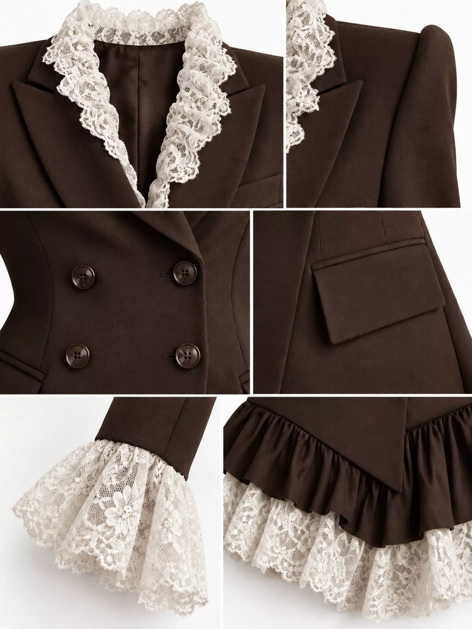 Lace Trim Blazer Dress