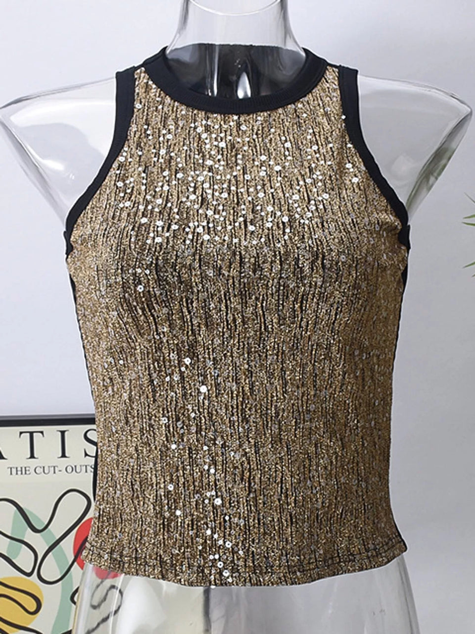 Sequin Round Neck Tank