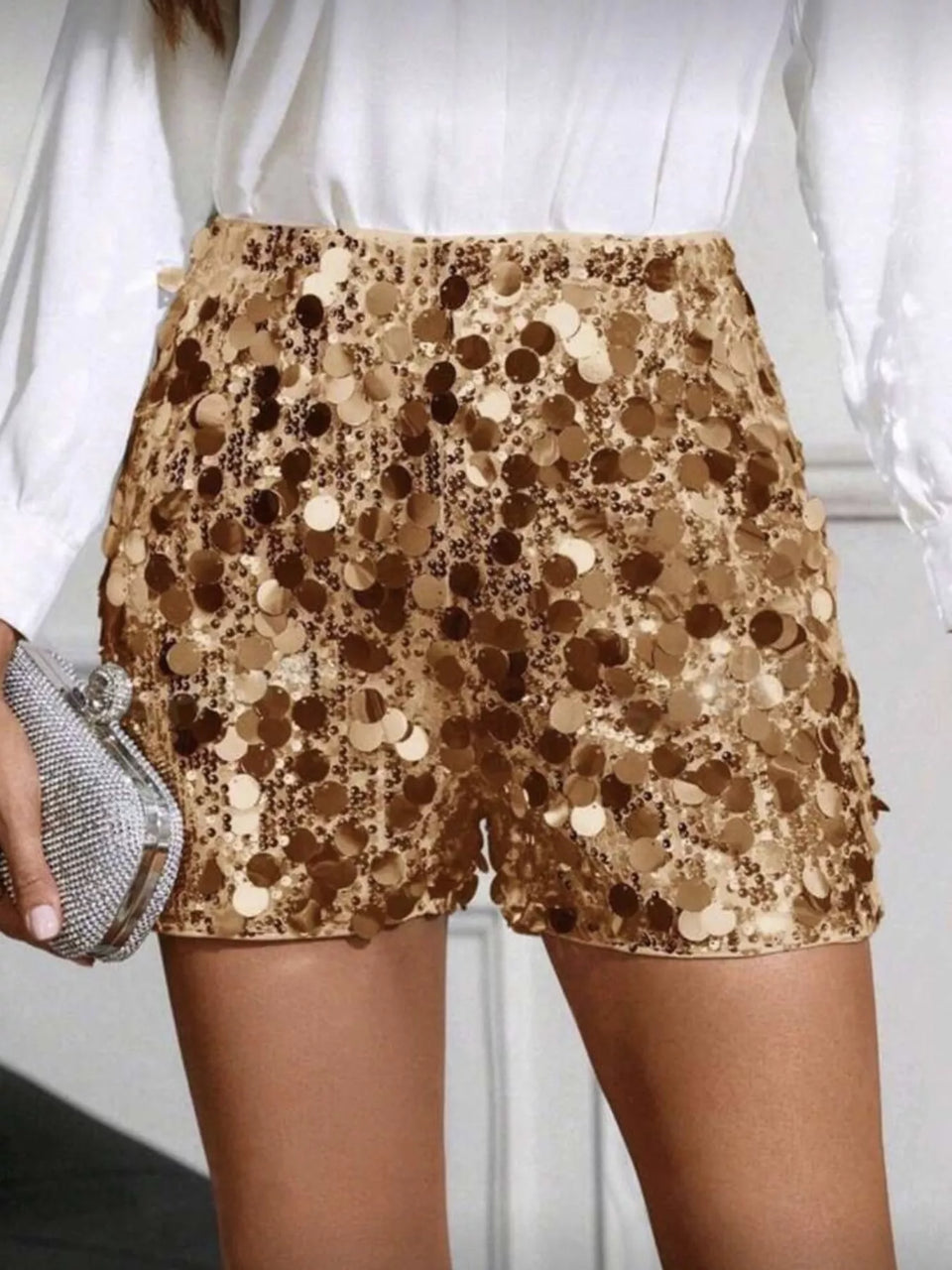 High-Waisted Sequin Shorts