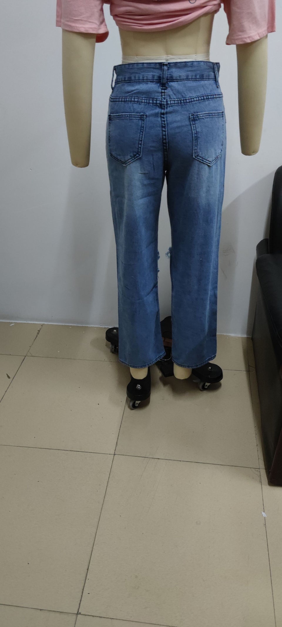 Vida slitna jeans med hög midja