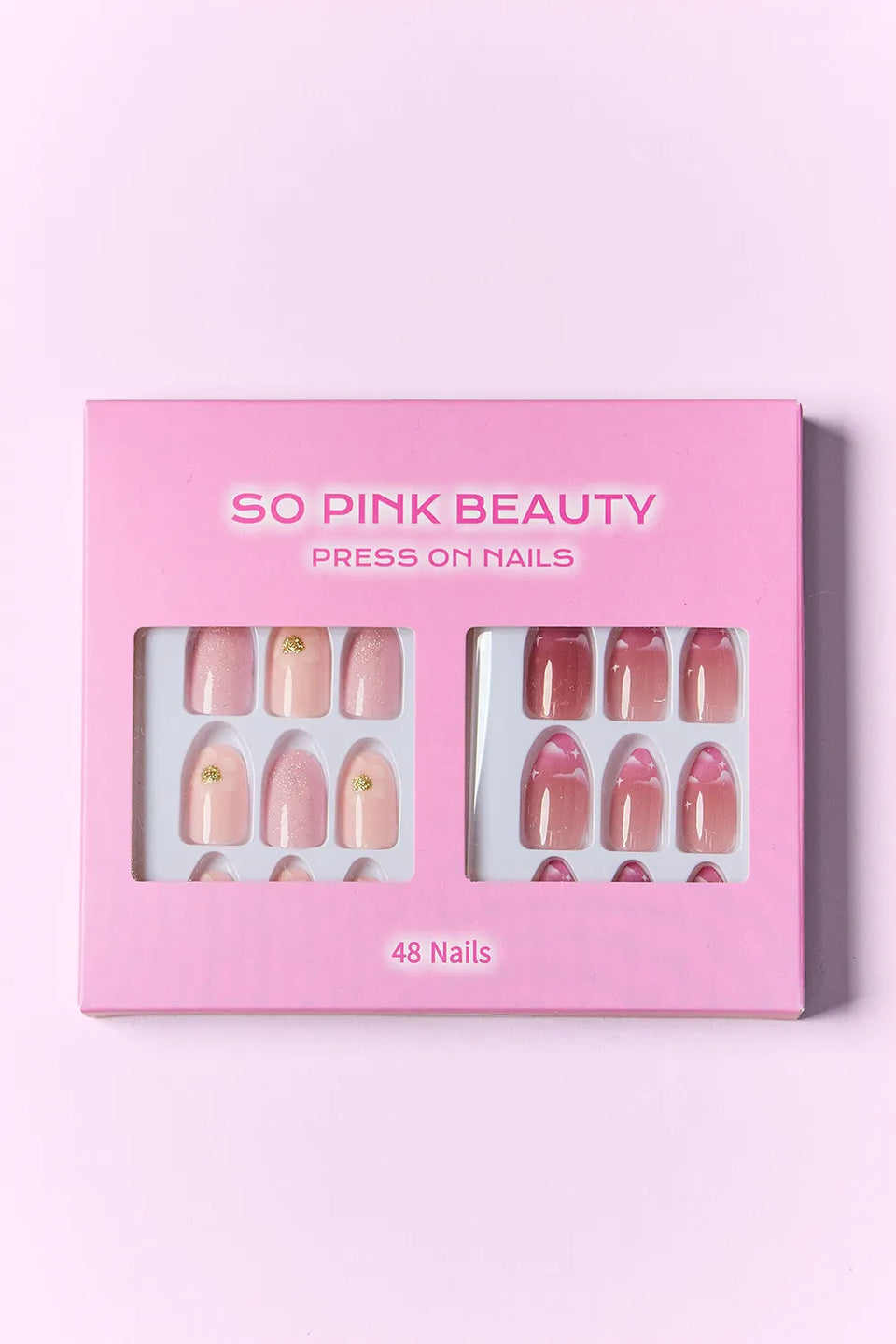 SO PINK BEAUTY Press-On Nails 2-Pack – Maven, Euphoria, Candy Glitz, Pop of Pink, Naturistic