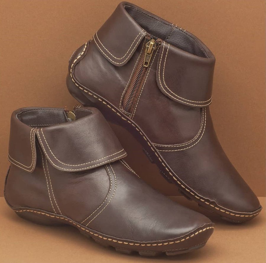 Platta ankelboots med dragkedja