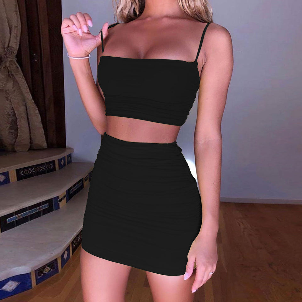 Draperat set med linne och minikjol