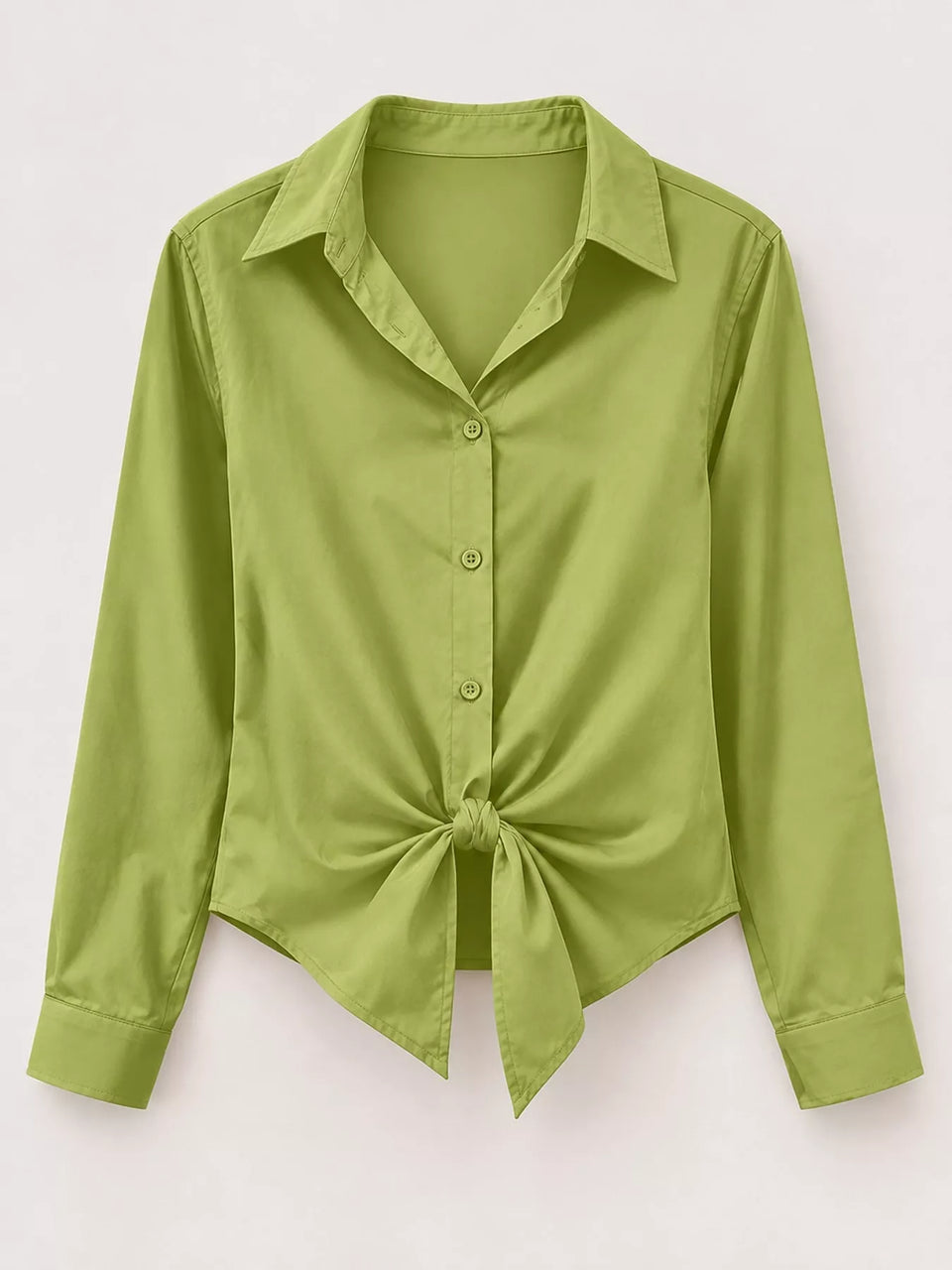 Satin Button-Down Long Sleeve Shirt
