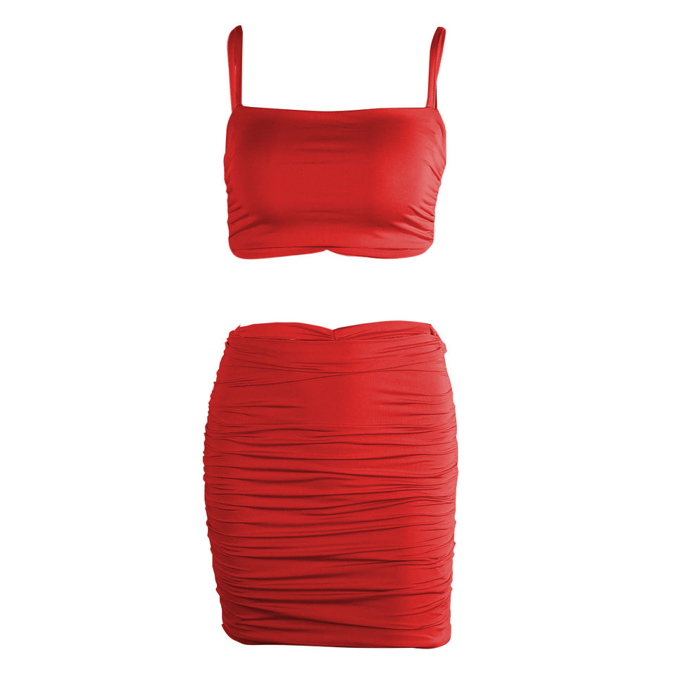 Draperat set med linne och minikjol