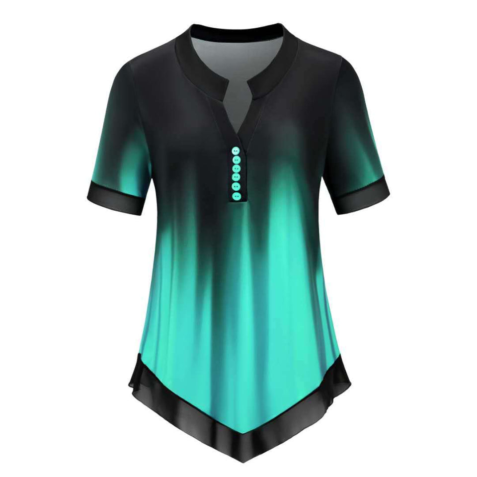 Casual v-ringad blus med gradientmönster