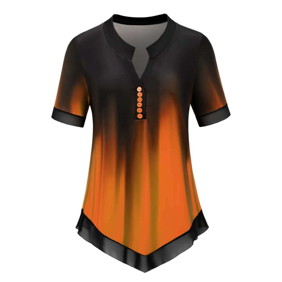 Casual v-ringad blus med gradientmönster