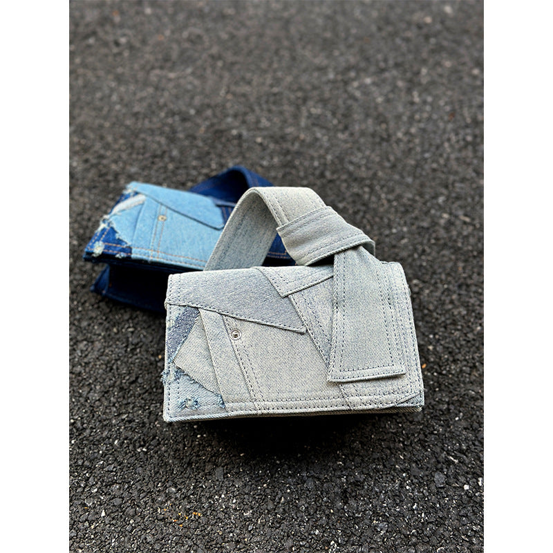 Denimväska crossbody med tygkedja