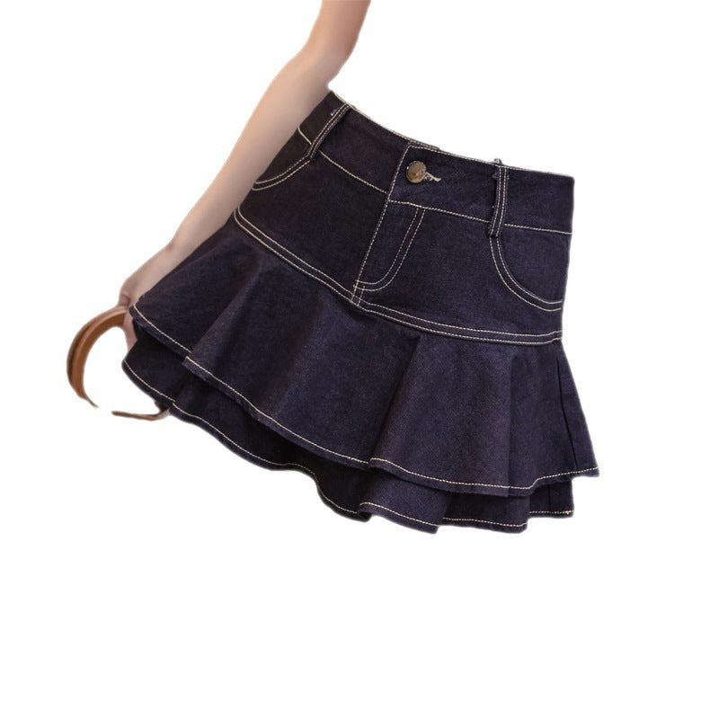 Jeanskjol med volanger i minilängd