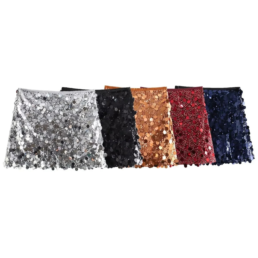 Paljettkjol i minimodell med glitter