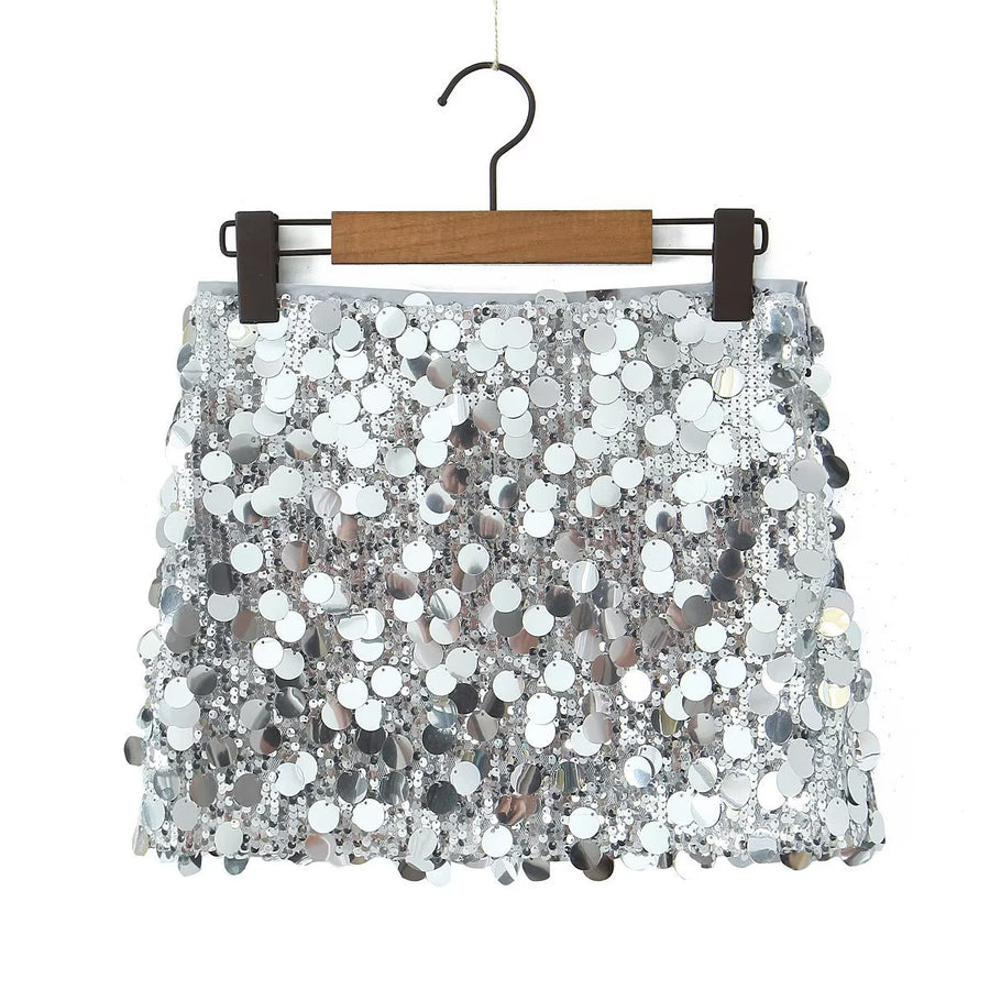 Paljettkjol i minimodell med glitter