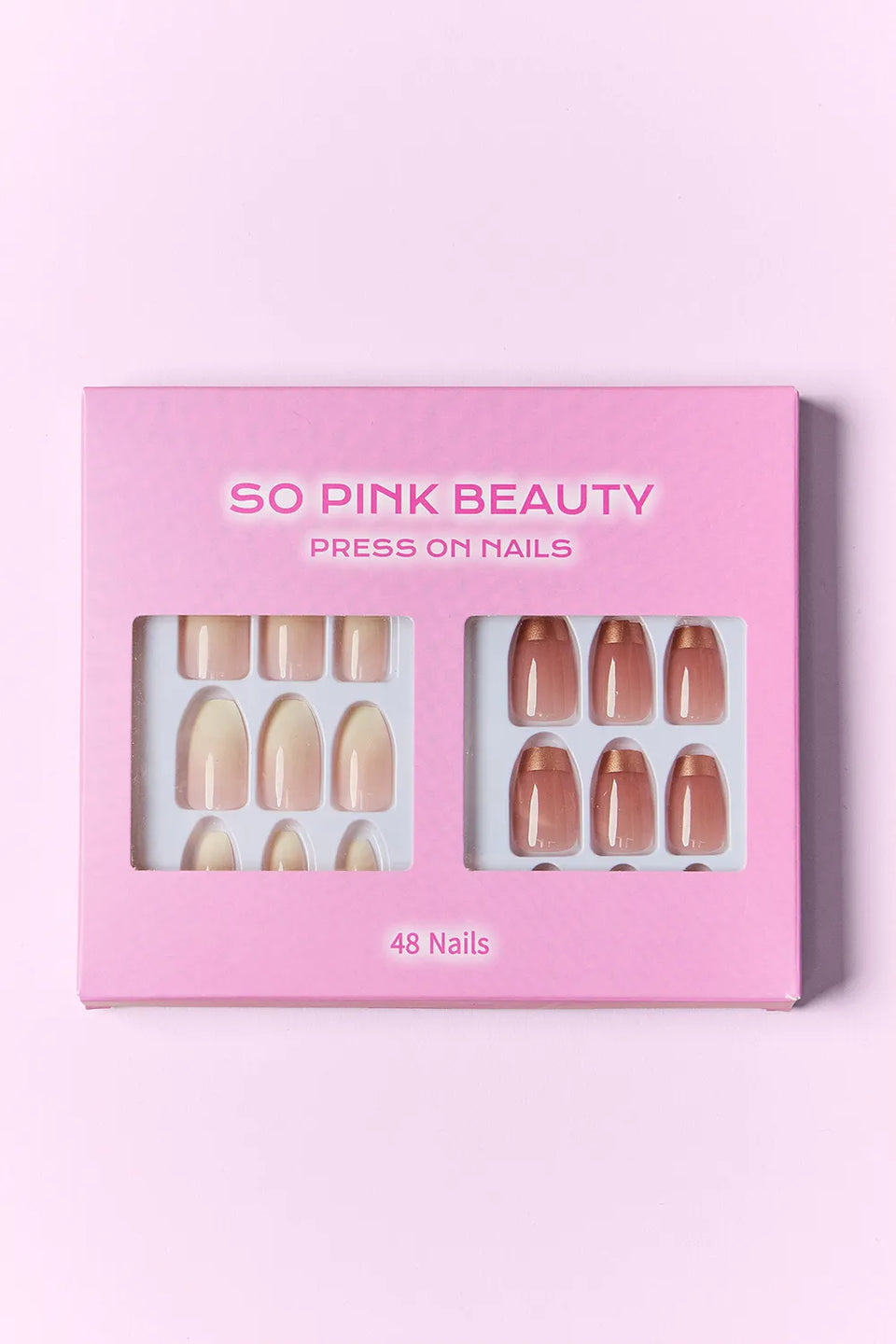 SO PINK BEAUTY Press-On Nails 2-Pack – Maven, Euphoria, Candy Glitz, Pop of Pink, Naturistic