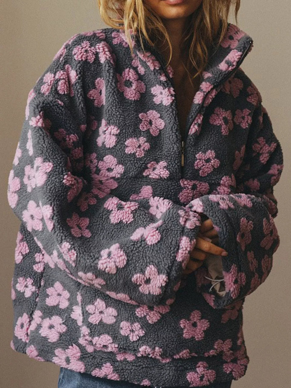Quarter-Zip Sherpa Sweatshirt