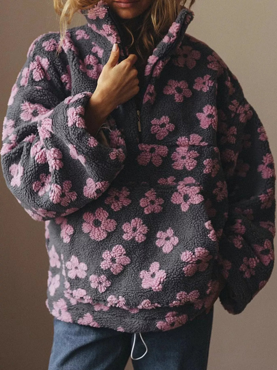Quarter-Zip Sherpa Sweatshirt