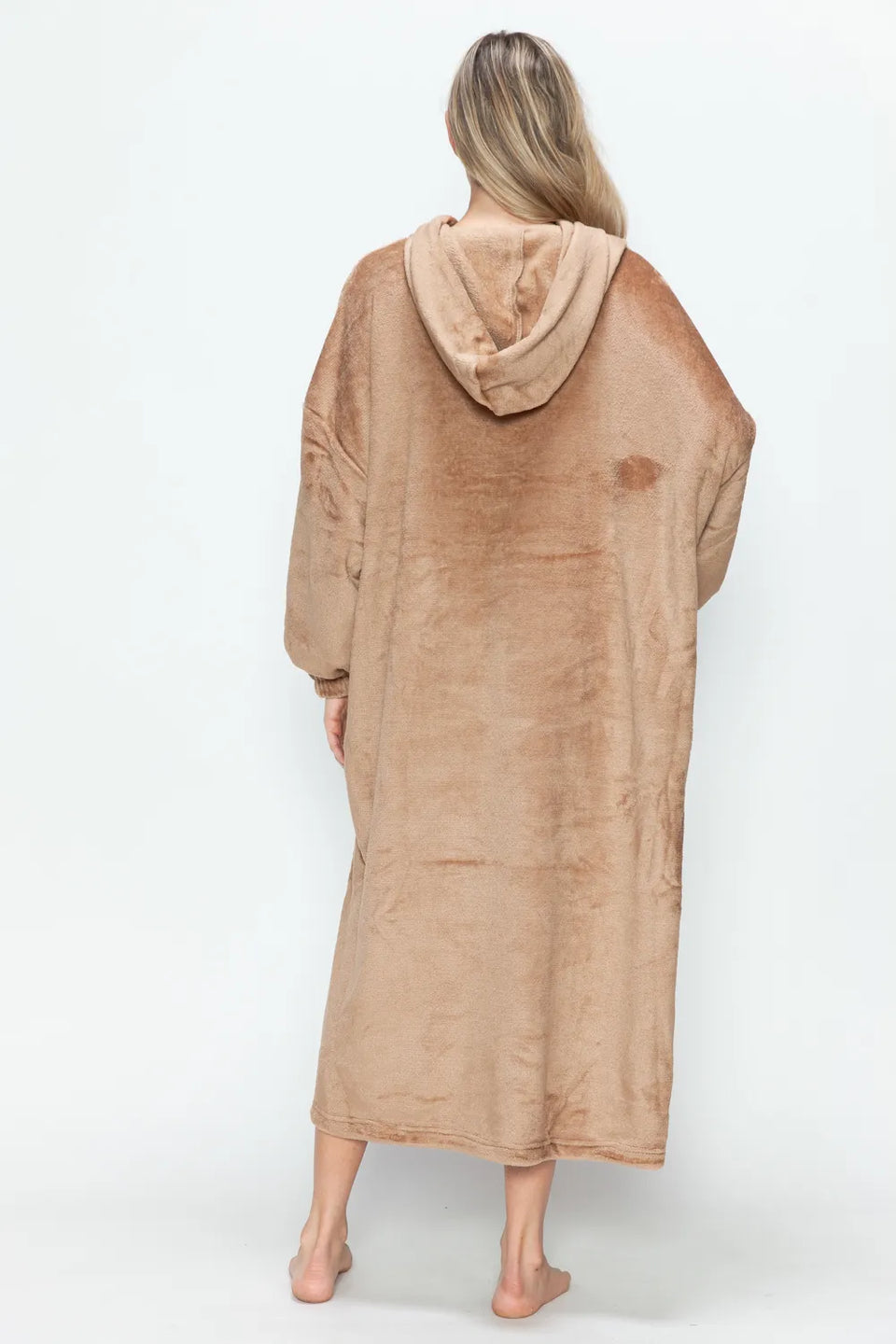 Double Take Pocketed Hooded Midi Lounge Dress