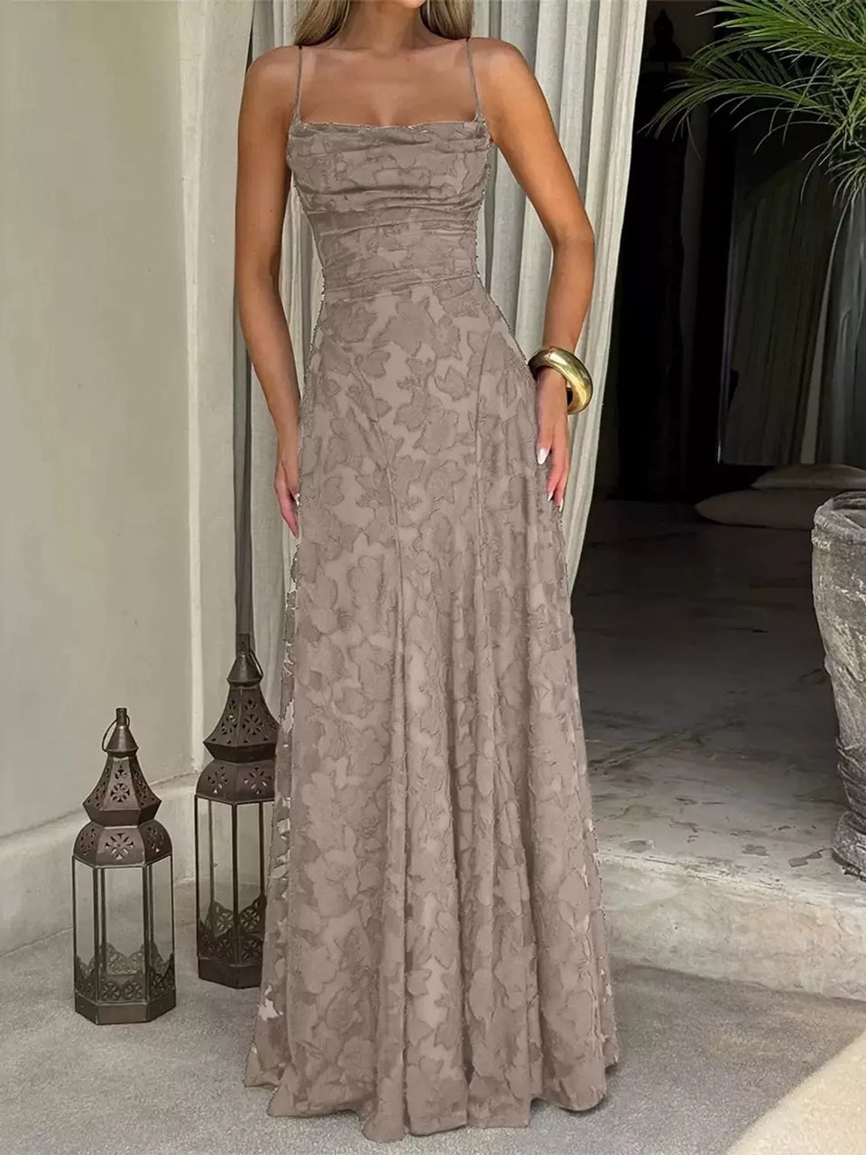 Backless Lace Maxi Dress