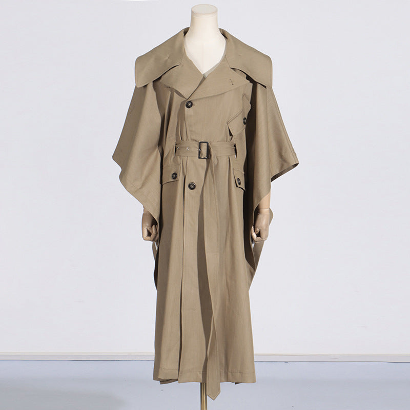 Lång trenchcoat med cape