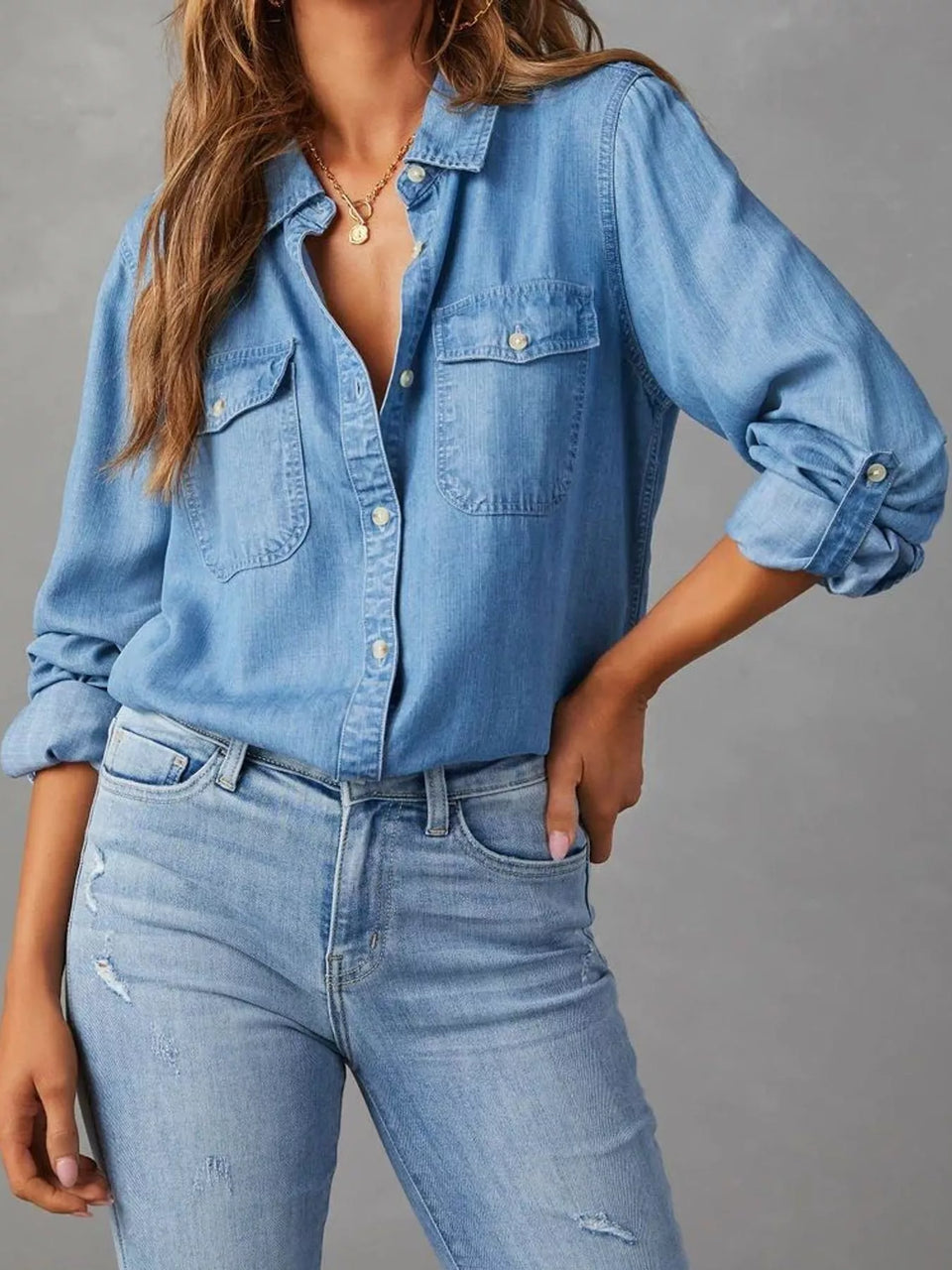 Classic Button-Down Denim Shirt