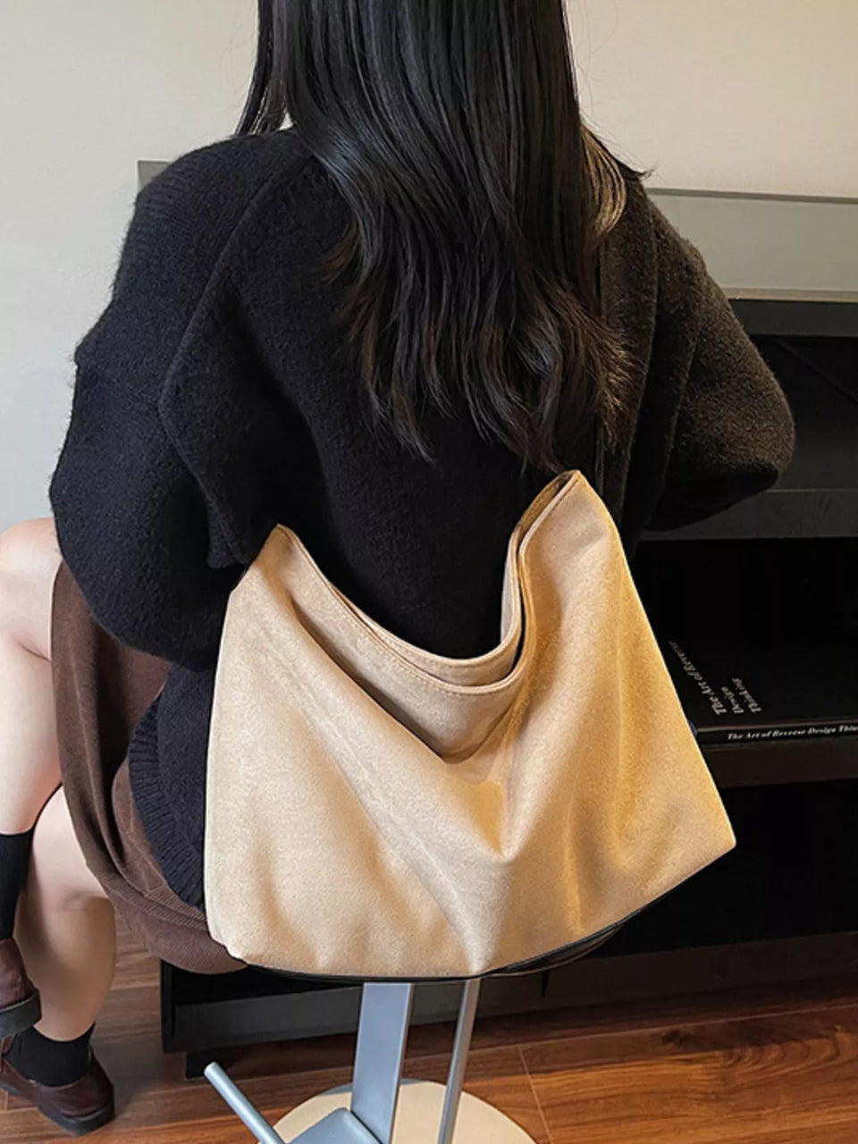 Suede Slouchy Shoulder Bag