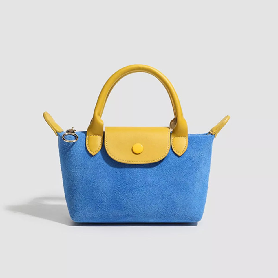 Stylish Two-Tone Suede Crossbody Bag