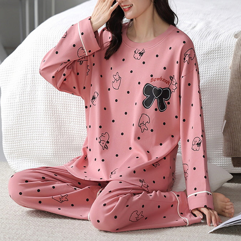 Pyjamasset med lång ärm och byxa – mönstrat