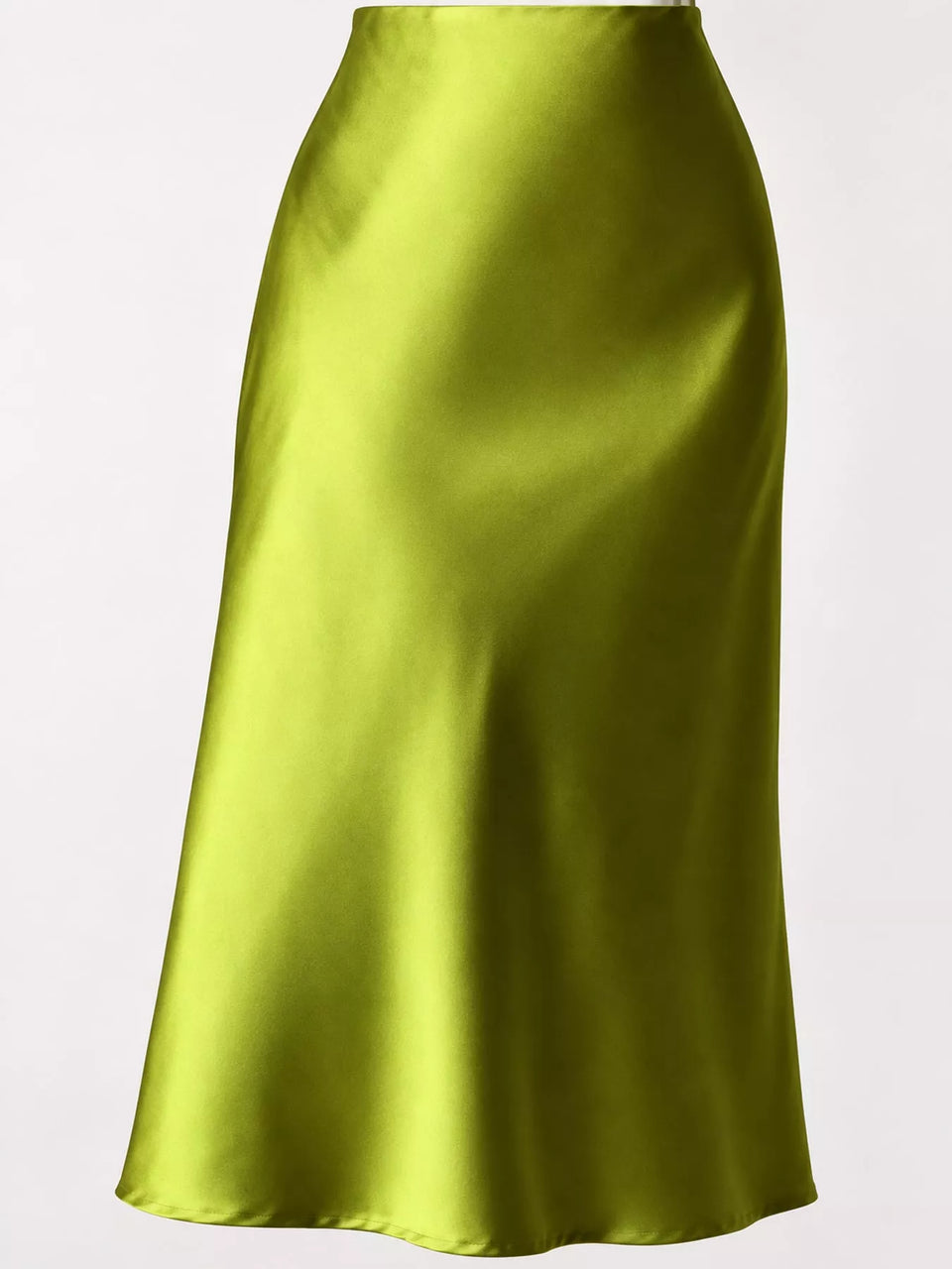 High-Waisted Satin Midi Skirt
