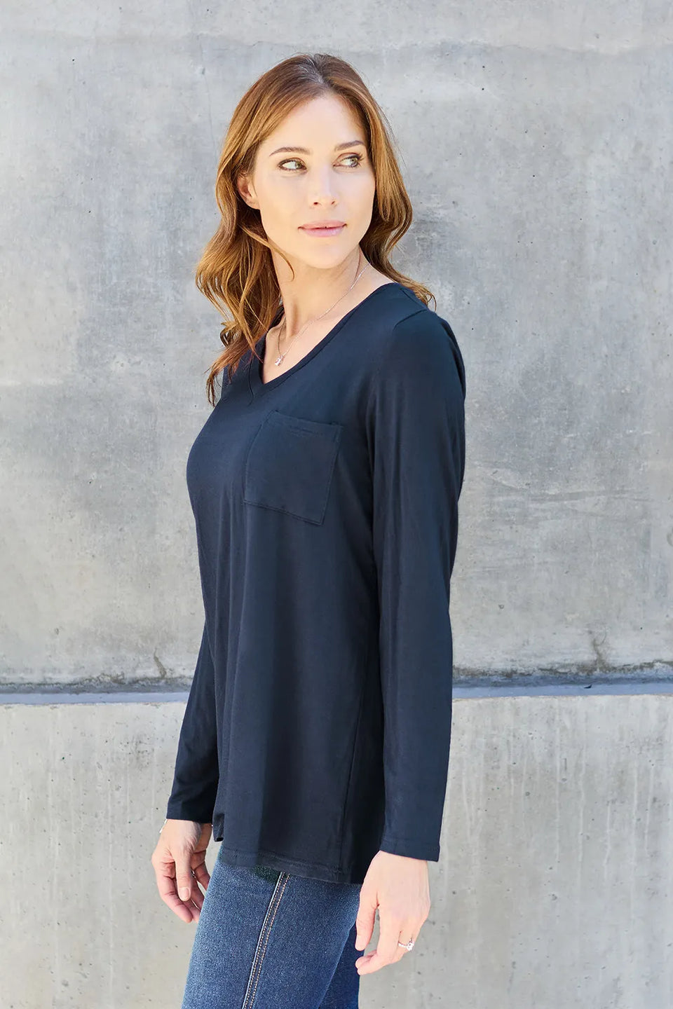 Basic Bae V-Neck Long Sleeve Top