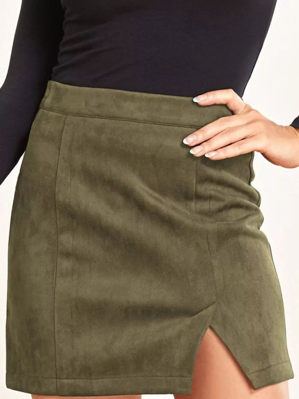 High-Waisted Slit Skirt