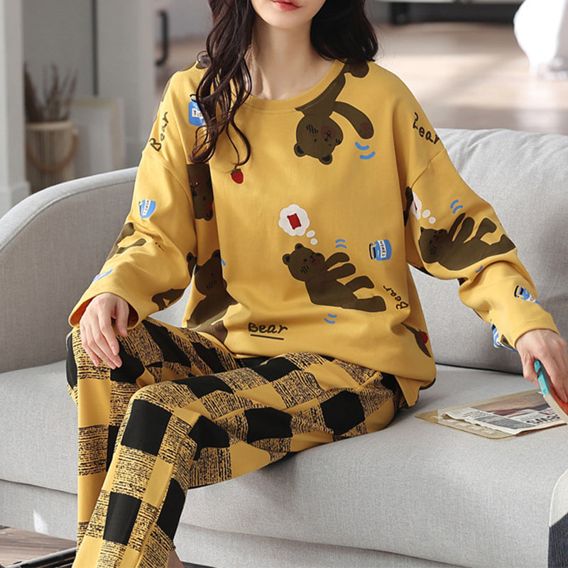 Pyjamasset med lång ärm och byxa – mönstrat