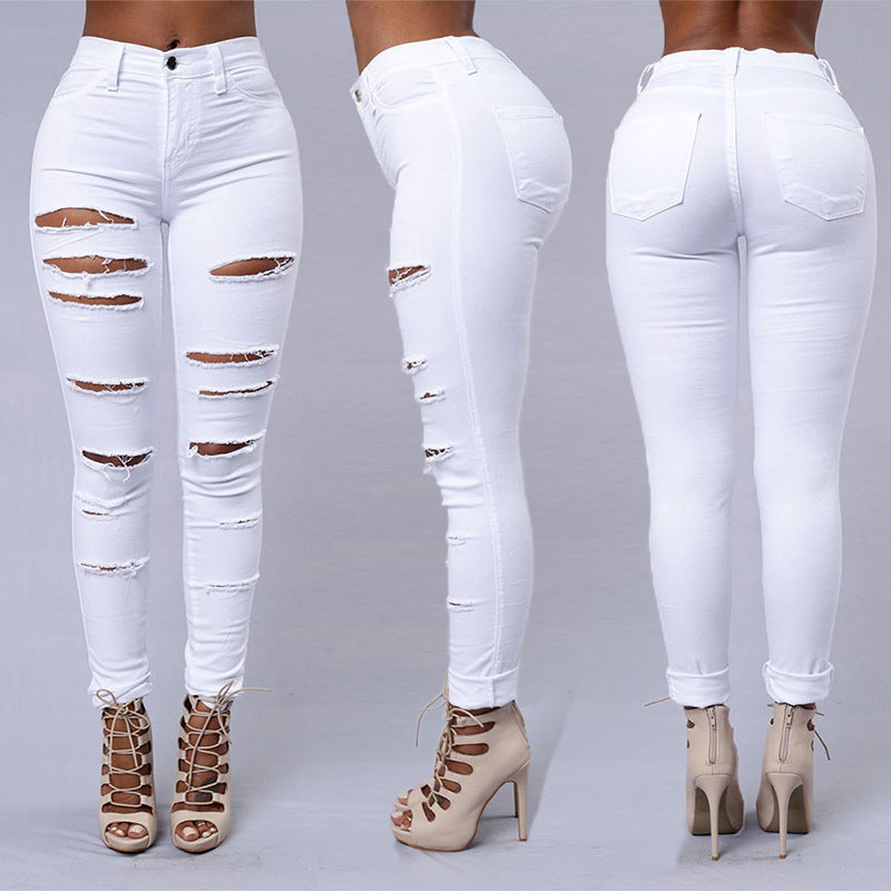 Slitna skinny jeans med hög midja
