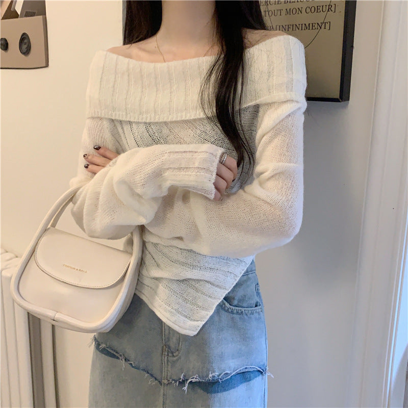Asymmetrisk off shoulder-tröja