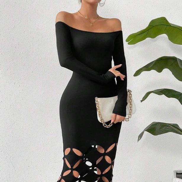 Off shoulder-maxiklänning med cut-out-detaljer