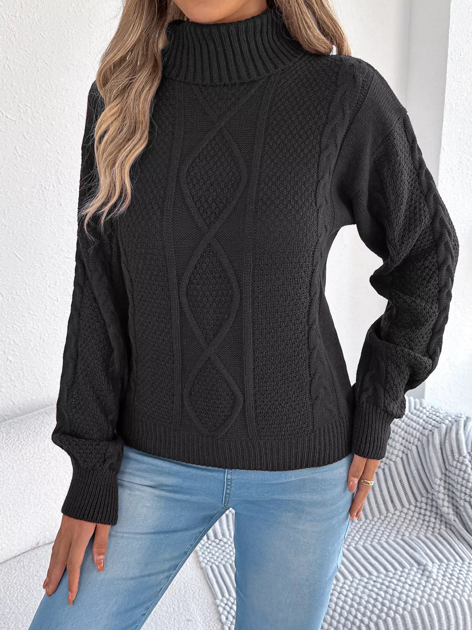 Turtleneck Cable Knit Sweater