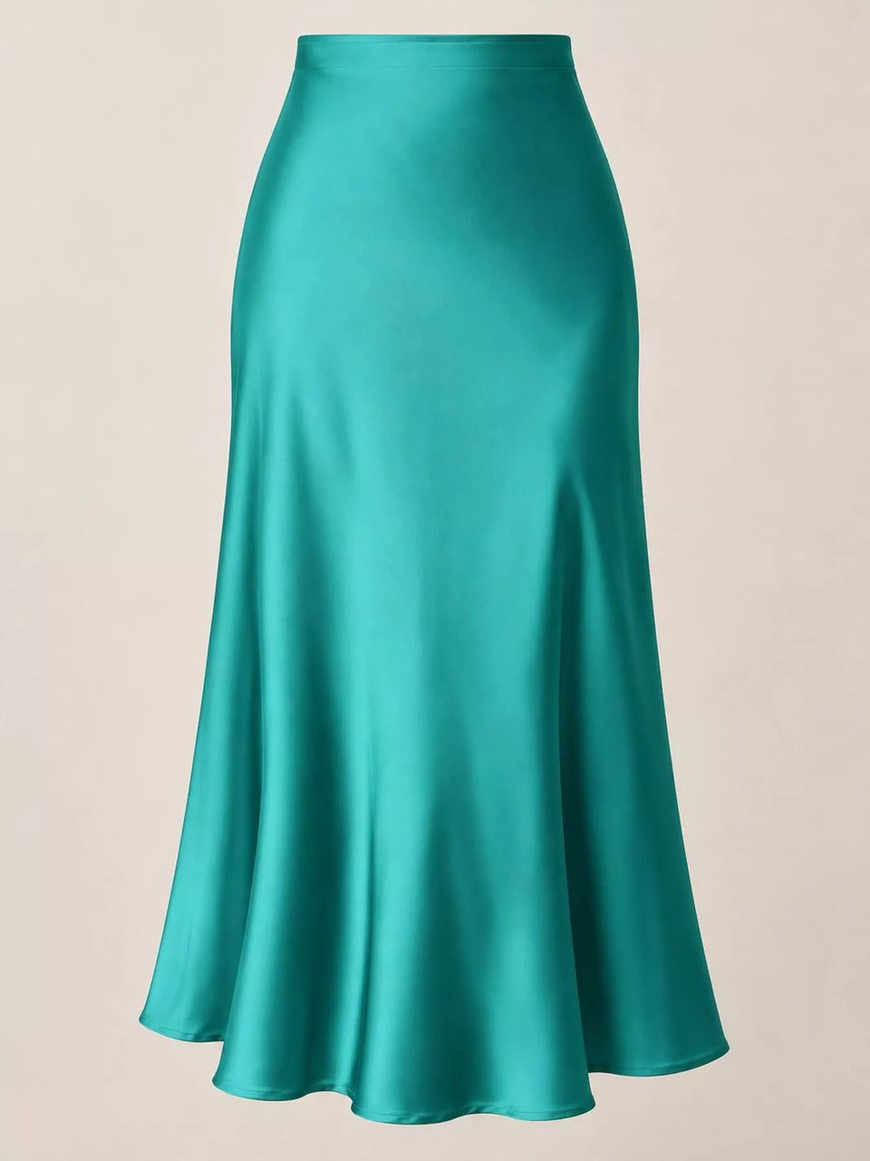 High-Waisted Satin Midi Skirt
