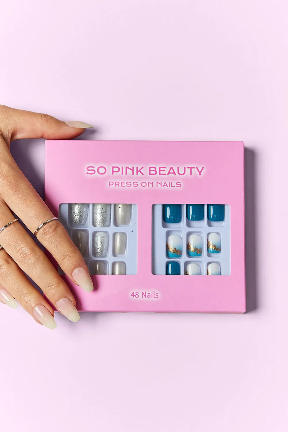 SO PINK BEAUTY Press-On Nails 2-Pack – Elegance, Nova, Ocean Pearl, Pretty in Pink, French Fantasy