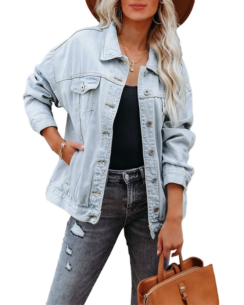 Kort oversize jeansjacka