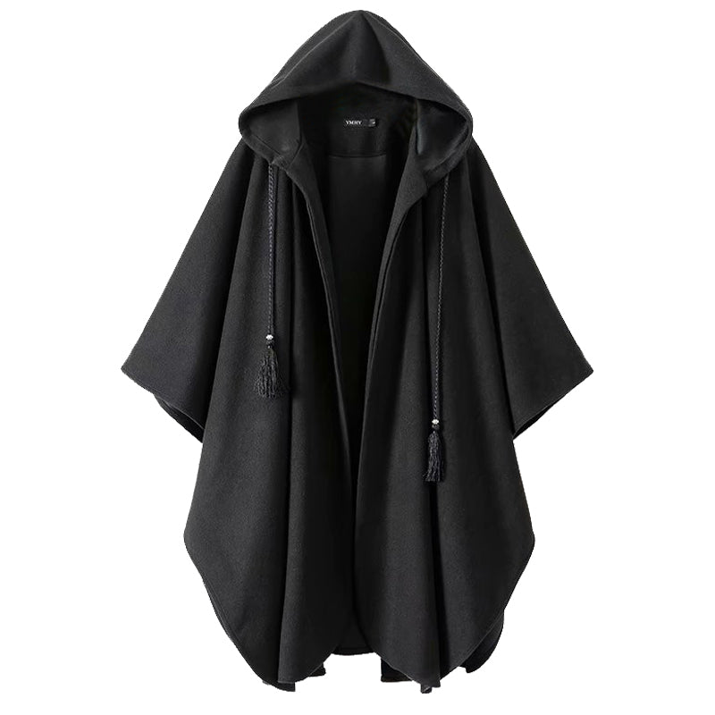 Lång asymmetrisk capekappa i ullkänsla