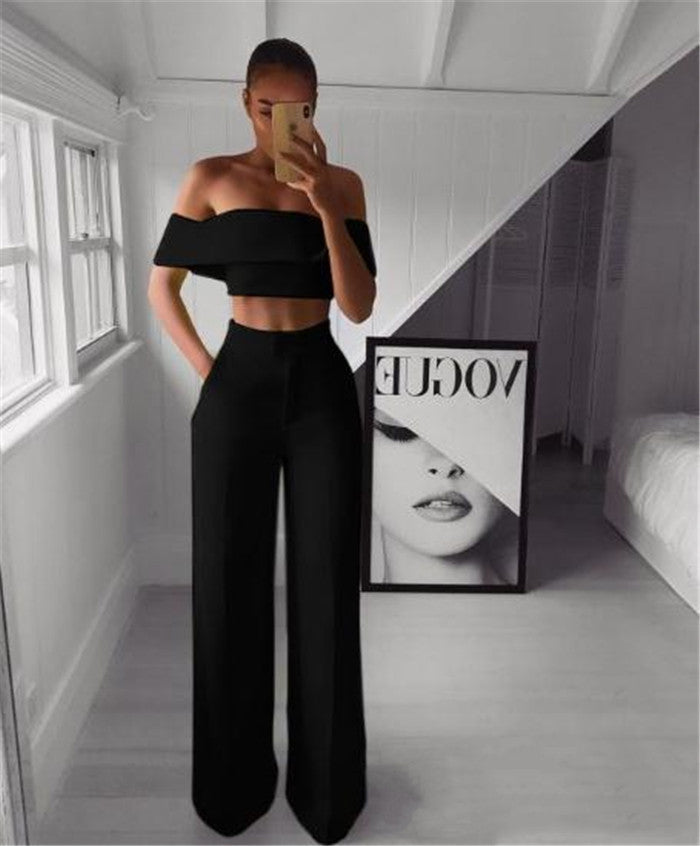 Set med off shoulder-topp och vida byxor