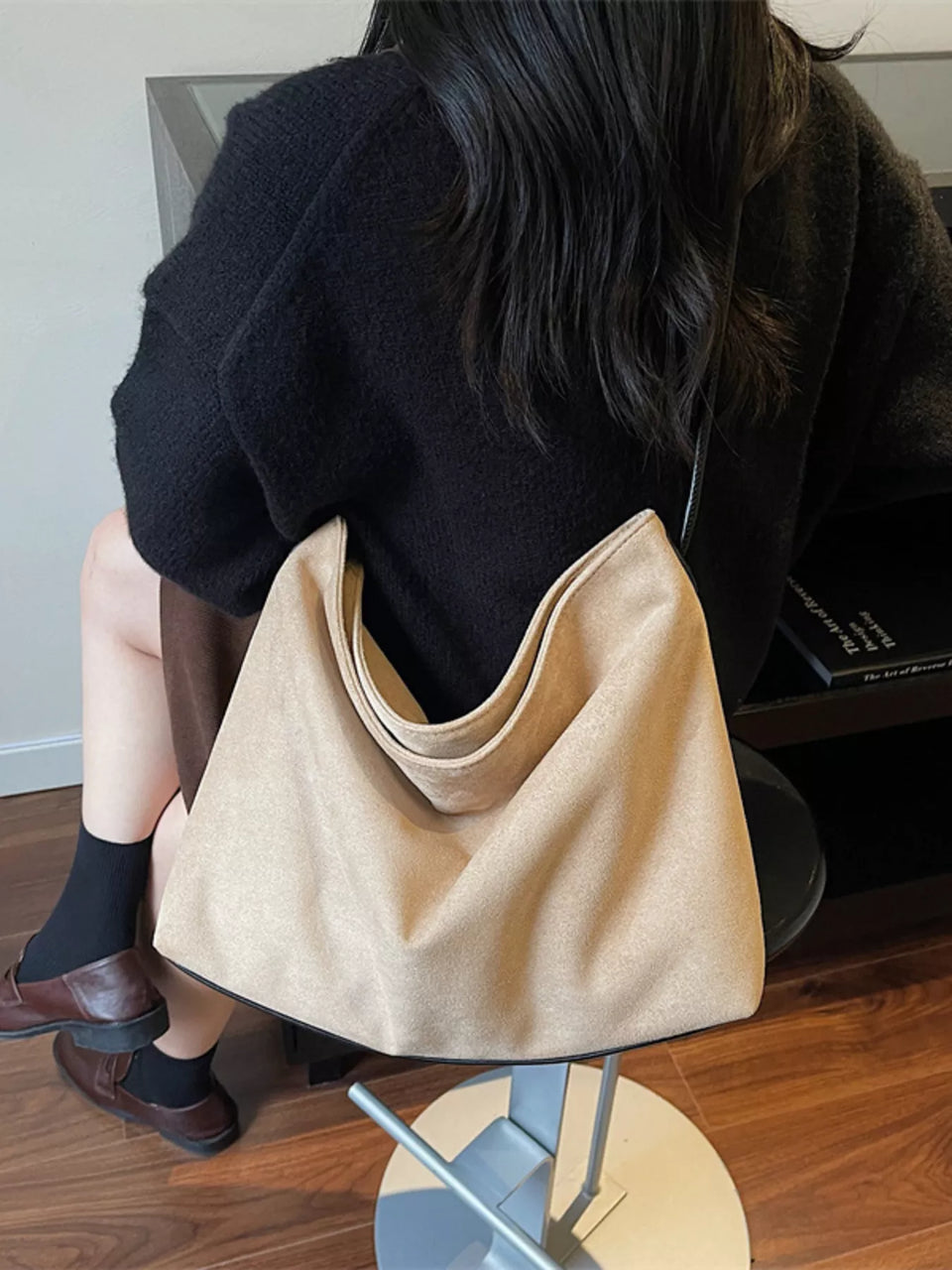 Suede Slouchy Shoulder Bag