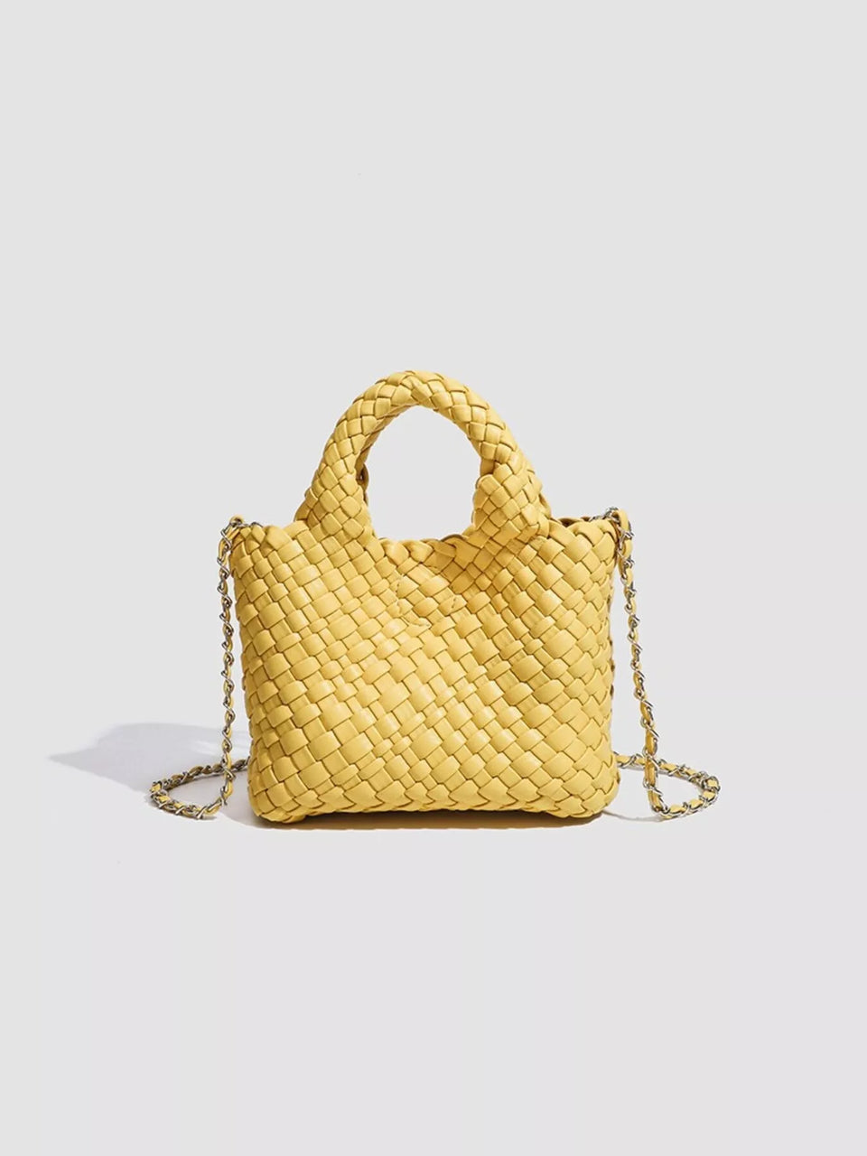 Woven Texture Mini Crossbody Bag with Chain Strap